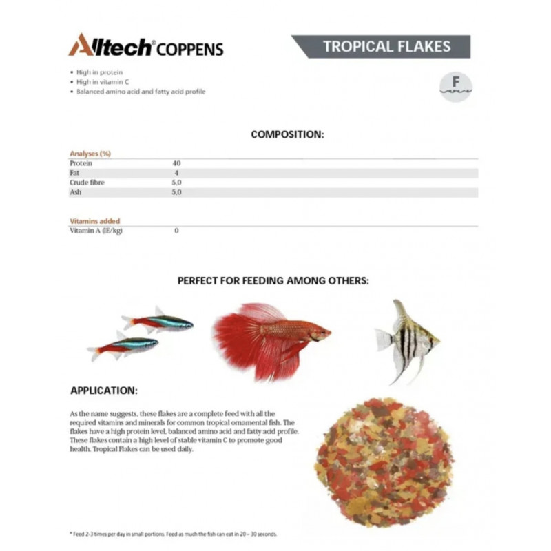 Tropical Flakes, корм для малька акваріумної риби Alltech Coppens, 100 грам