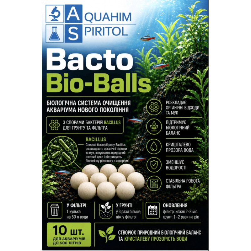 Бактерії для акваріума Bacto bio-balls TM Aquahim Spiritol, 10штук